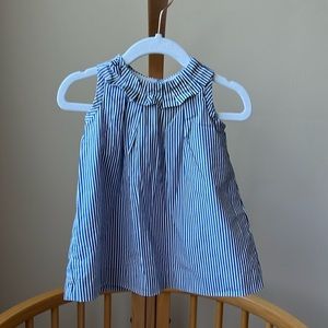Jacadi dress, 6M, blue and white stripes